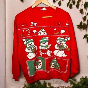 Vintage Christmas bears sweater  M